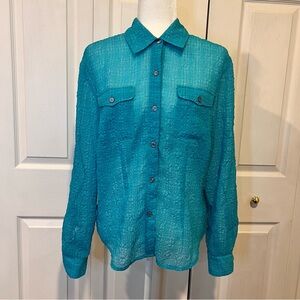 🍋 Nine & Company by Nine West Long Sleeve Blue Blouse - 12